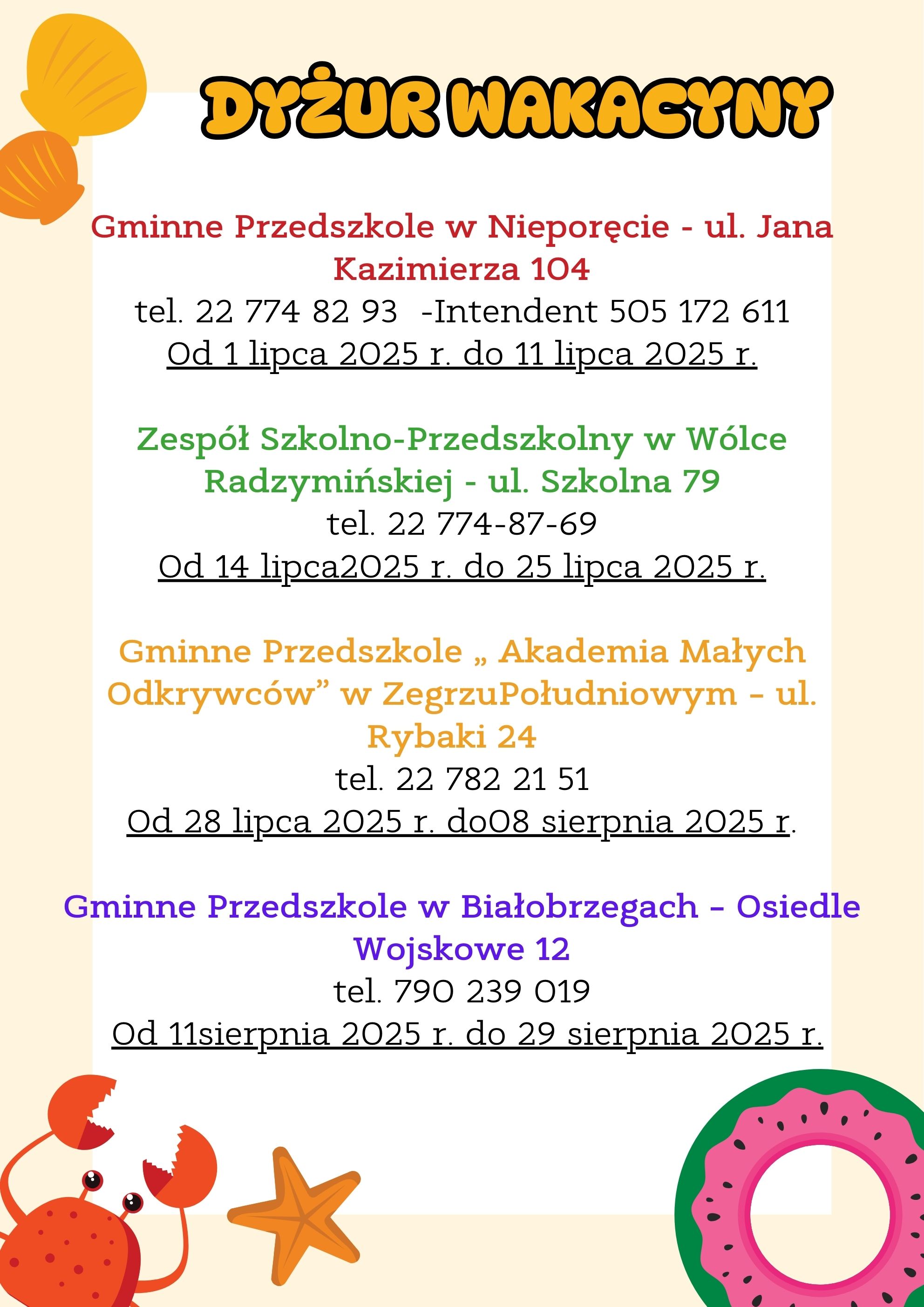 Więcej o: Dyżur wakacyjny